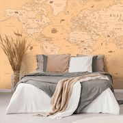 SELF ADHESIVE WALLPAPER MAP IN BEIGE DESIGN - SELF-ADHESIVE WALLPAPERS - WALLPAPERS