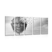 5-PIECE CANVAS PRINT ABSTRACT FACE IN THE FORM OF A TREE - BLACK AND WHITE PICTURES - PICTURES