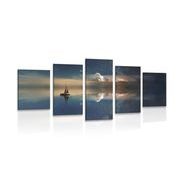 5-PIECE CANVAS PRINT BOAT AT SEA - PICTURES OF NATURE AND LANDSCAPE - PICTURES