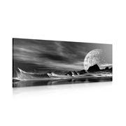 CANVAS PRINT FUTURISTIC PLANET IN BLACK AND WHITE - BLACK AND WHITE PICTURES - PICTURES