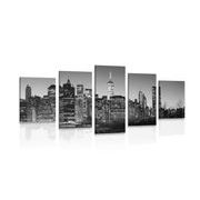5-PIECE CANVAS PRINT CENTER OF NEW YORK CITY IN BLACK AND WHITE - BLACK AND WHITE PICTURES - PICTURES