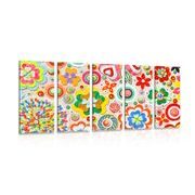 5-PIECE CANVAS PRINT FLORAL ABSTRACTION - ABSTRACT PICTURES - PICTURES