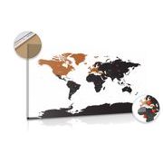 DECORATIVE PINBOARD MODERN MAP WITH CONTRAST - PICTURES ON CORK - PICTURES