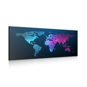 CANVAS PRINT WORLD MAP WITH A BEAUTIFUL NEON DETAIL - PICTURES OF MAPS - PICTURES