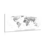CANVAS PRINT BLACK AND WHITE MAP WITH NAMES - PICTURES OF MAPS - PICTURES