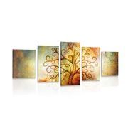 5-PIECE CANVAS PRINT TREE OF LIFE WITH SPACE ABSTRACTION - ABSTRACT PICTURES - PICTURES