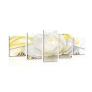 5-PIECE CANVAS PRINT LUXURY ROSE WITH AN ABSTRACTION - ABSTRACT PICTURES - PICTURES