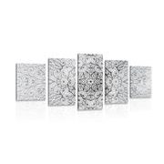 5-PIECE CANVAS PRINT ETHNIC MANDALA IN BLACK AND WHITE - BLACK AND WHITE PICTURES - PICTURES