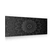 CANVAS PRINT VINTAGE MANDALA IN INDIAN STYLE IN BLACK AND WHITE - BLACK AND WHITE PICTURES - PICTURES