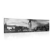 CANVAS PRINT LONDON BIG BEN IN BLACK AND WHITE - BLACK AND WHITE PICTURES - PICTURES