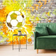 SELF ADHESIVE WALLPAPER SOCCER BALL ON A BRICK WALL - SELF-ADHESIVE WALLPAPERS - WALLPAPERS