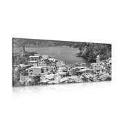 CANVAS PRINT BLACK AND WHITE COAST OF ITALY - BLACK AND WHITE PICTURES - PICTURES