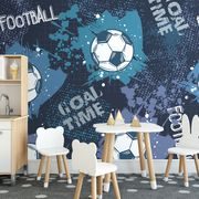 WALLPAPER SOCCER BALL ON A BLUE BACKGROUND - CHILDRENS WALLPAPERS - WALLPAPERS