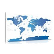 CANVAS PRINT WORLD MAP WITH INDIVIDUAL STATES - PICTURES OF MAPS - PICTURES