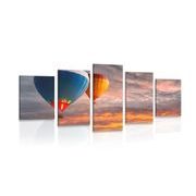 5-PIECE CANVAS PRINT HOT AIR BALLOON FLIGHT OVER THE MOUNTAINS - STILL LIFE PICTURES - PICTURES