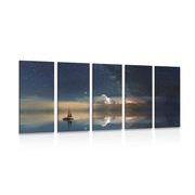 5-PIECE CANVAS PRINT BOAT AT SEA - PICTURES OF NATURE AND LANDSCAPE - PICTURES