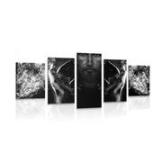 5-PIECE CANVAS PRINT FAITH IN JESUS IN BLACK AND WHITE - BLACK AND WHITE PICTURES - PICTURES