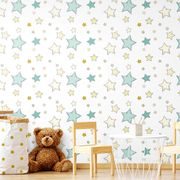 SELF ADHESIVE WALLPAPER COSMIC STARS WITH A WHITE BACKGROUND - SELF-ADHESIVE WALLPAPERS - WALLPAPERS