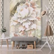 WALLPAPER LUXURIOUS FLOWERS BETWEEN COLUMNS - WALLPAPERS WITH IMITATION OF LEATHER - WALLPAPERS