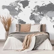 SELF ADHESIVE WALLPAPER DETAILED MAP OF THE WORLD IN BLACK AND WHITE - SELF-ADHESIVE WALLPAPERS - WALLPAPERS