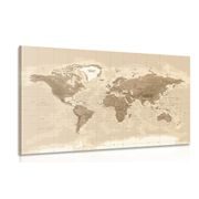 CANVAS PRINT WORLD MAP IN VINTAGE DESIGN - PICTURES OF MAPS - PICTURES