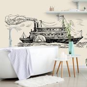 SELF ADHESIVE WALLPAPER MAGNIFICENT SHIP IN RETRO DESIGN - SELF-ADHESIVE WALLPAPERS - WALLPAPERS