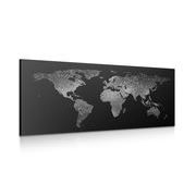 CANVAS PRINT WORLD MAP WITH A BEAUTIFUL BLACK AND WHITE DETAIL - PICTURES OF MAPS - PICTURES