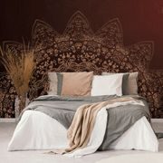 SELF ADHESIVE WALLPAPER MODERN ELEMENTS OF A MANDALA IN SHADES OF BROWN - SELF-ADHESIVE WALLPAPERS - WALLPAPERS