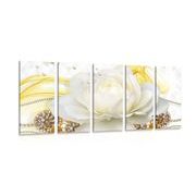 5-PIECE CANVAS PRINT LUXURY ROSE WITH AN ABSTRACTION - ABSTRACT PICTURES - PICTURES
