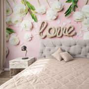 WALL MURAL WITH THE INSCRIPTION LOVE IN A ROMANTIC DESIGN - WALLPAPERS QUOTES AND INSCRIPTIONS - WALLPAPERS