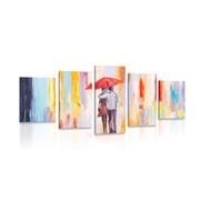 5-PIECE CANVAS PRINT WALK IN THE RAIN - PICTURES LOVE - PICTURES