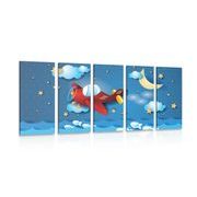 5-PIECE CANVAS PRINT AIRPLANE FLIGHT - CHILDRENS PICTURES - PICTURES