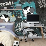 SELF ADHESIVE WALLPAPER SOCCER BALL IN TURQUOISE - SELF-ADHESIVE WALLPAPERS - WALLPAPERS