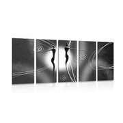 5-PIECE CANVAS PRINT ETHNO LOVE IN BLACK AND WHITE - BLACK AND WHITE PICTURES - PICTURES