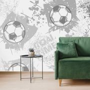 WALLPAPER SOCCER BALL ON A GRAY BACKGROUND - BLACK AND WHITE WALLPAPERS - WALLPAPERS