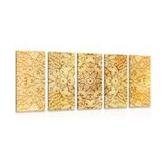 5-PIECE CANVAS PRINT GOLDEN ETHNIC MANDALA - PICTURES FENG SHUI - PICTURES