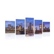 5-PIECE CANVAS PRINT BROOKLYN BRIDGE - PICTURES OF CITIES - PICTURES