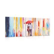 5-PIECE CANVAS PRINT WALK IN THE RAIN - PICTURES LOVE - PICTURES