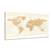 CANVAS PRINT WORLD MAP WITH A VINTAGE TOUCH - PICTURES OF MAPS - PICTURES