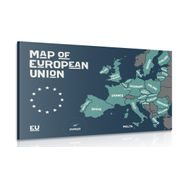 CANVAS PRINT EDUCATIONAL MAP WITH THE NAMES OF THE COUNTRIES OF THE EUROPEAN UNION - PICTURES OF MAPS - PICTURES