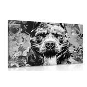 CANVAS PRINT ILLUSTRATION OF A DOG IN BLACK AND WHITE - BLACK AND WHITE PICTURES - PICTURES