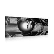 CANVAS PRINT ETHNIC COUPLE IN LOVE IN BLACK AND WHITE - BLACK AND WHITE PICTURES - PICTURES