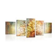 5-PIECE CANVAS PRINT TREE WITH A FLOWER OF LIFE - ABSTRACT PICTURES - PICTURES