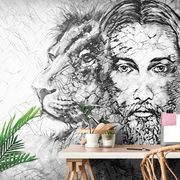 SELF ADHESIVE WALLPAPER ALMIGHTY WITH A LION IN BLACK AND WHITE - SELF-ADHESIVE WALLPAPERS - WALLPAPERS