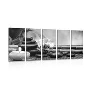 5-PIECE CANVAS PRINT FENG SHUI STILL LIFE IN BLACK AND WHITE - BLACK AND WHITE PICTURES - PICTURES