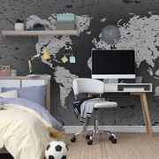 SELF ADHESIVE WALLPAPER OLD MAP ON AN ABSTRACT BACKGROUND IN BLACK AND WHITE - SELF-ADHESIVE WALLPAPERS - WALLPAPERS
