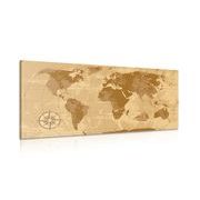 CANVAS PRINT RUSTIC WORLD MAP - PICTURES OF MAPS - PICTURES