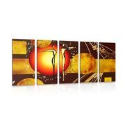 5-PIECE CANVAS PRINT ETHNO COUPLE IN LOVE - ABSTRACT PICTURES - PICTURES