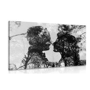 CANVAS PRINT IMAGE OF LOVE IN BLACK AND WHITE - BLACK AND WHITE PICTURES - PICTURES