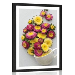 POSTER WITH MOUNT CUP FULL OF FLOWERS - VASES - POSTERS